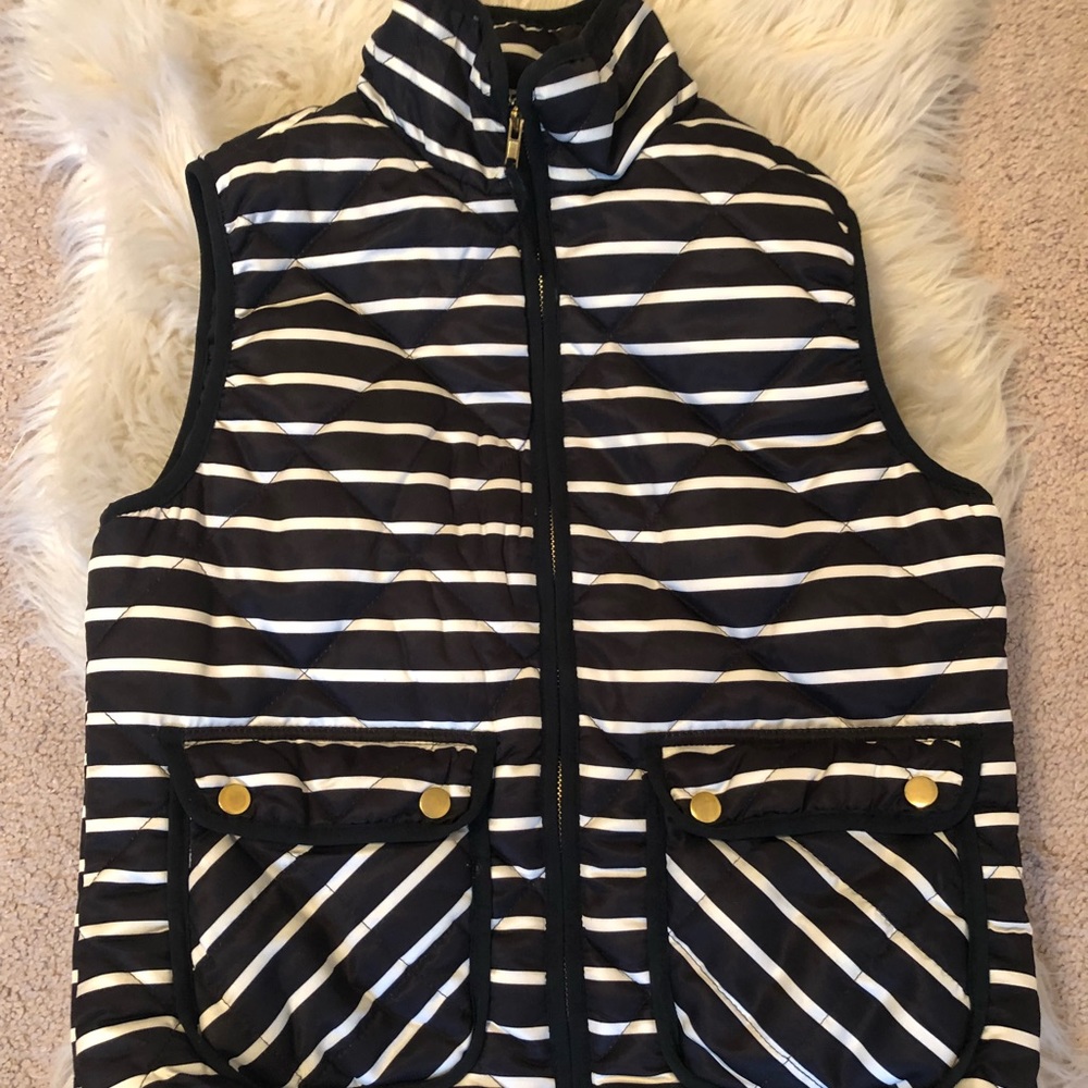 Navy and white striped vest